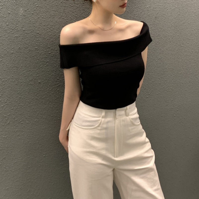 Striped Short-sleeved Sweater Top