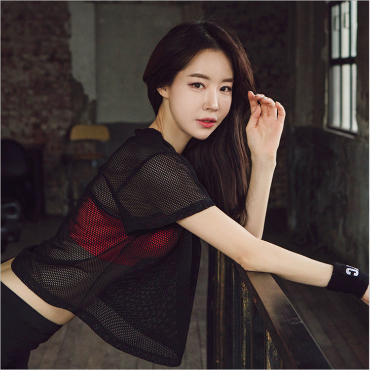 Out Mesh Blouse Crop Tops